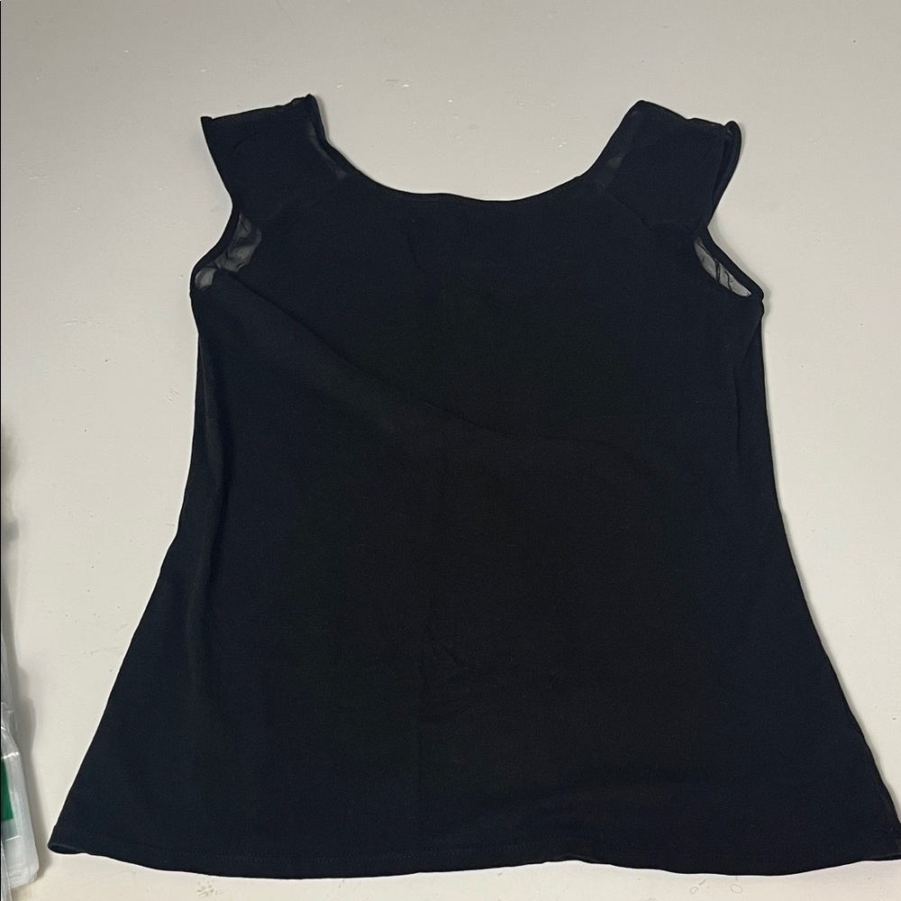 Express Black Tank Top with Sheer Shoulder Insets